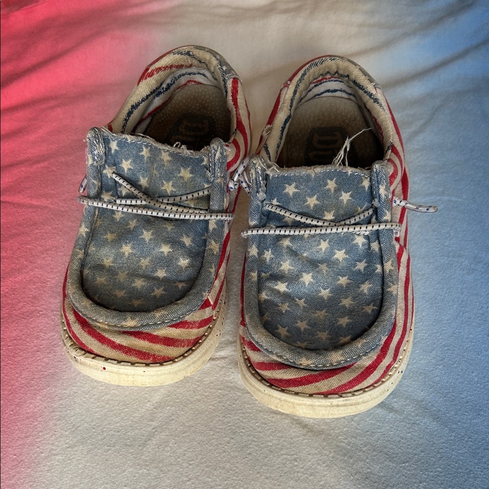 Hey Dude Kids Moccasins in Red, White, and Blue